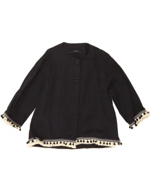 ZARA Womens Shirt Blouse UK 16 Large Black Cotton Boho chic