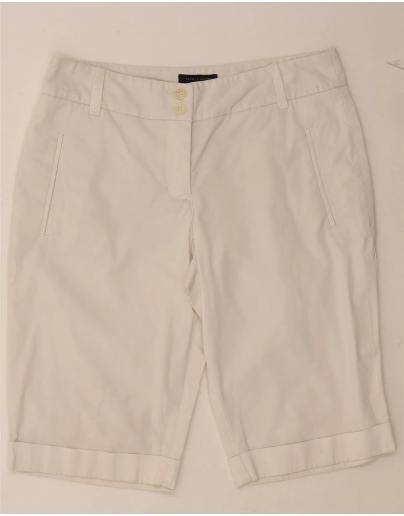Linen blend TOMMY HILFIGER Womens Casual Shorts US 4 Small W28 White Cotton