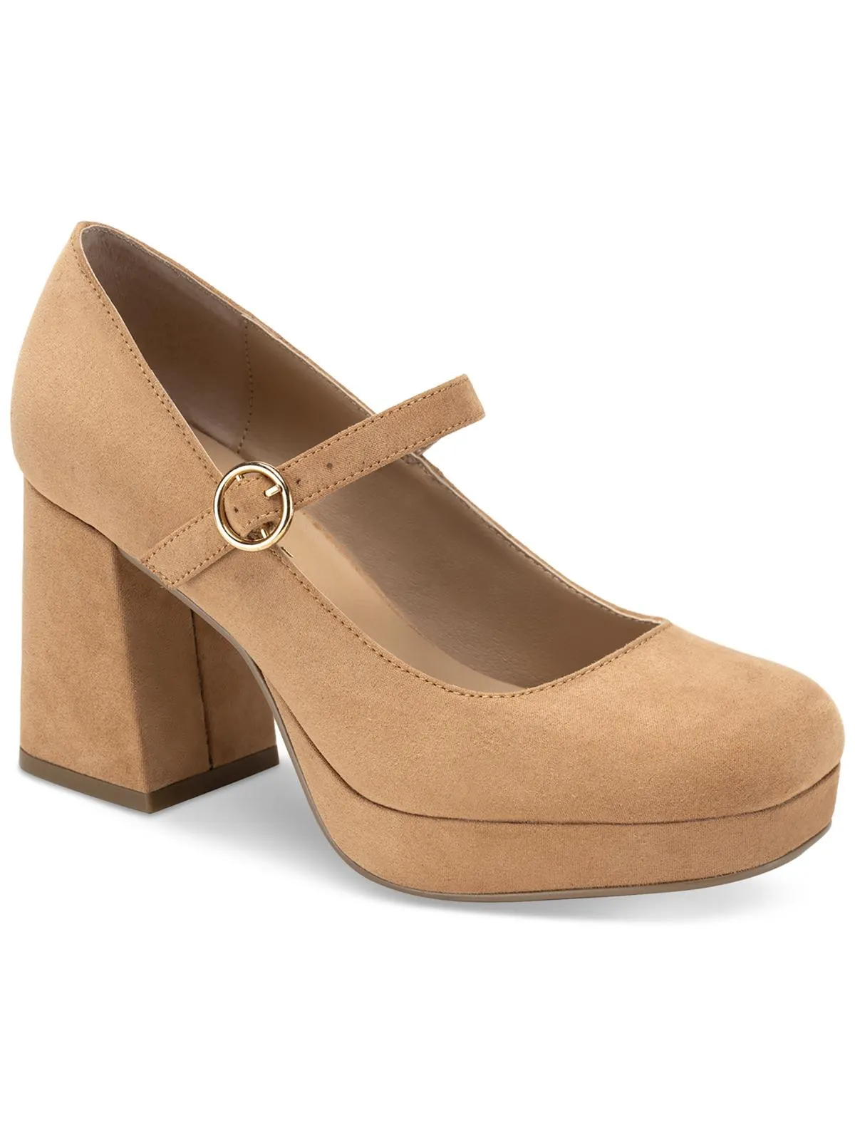 Vaneciaa Womens Round Toe Slip On Mary Jane Heels Soft Sole High Heels