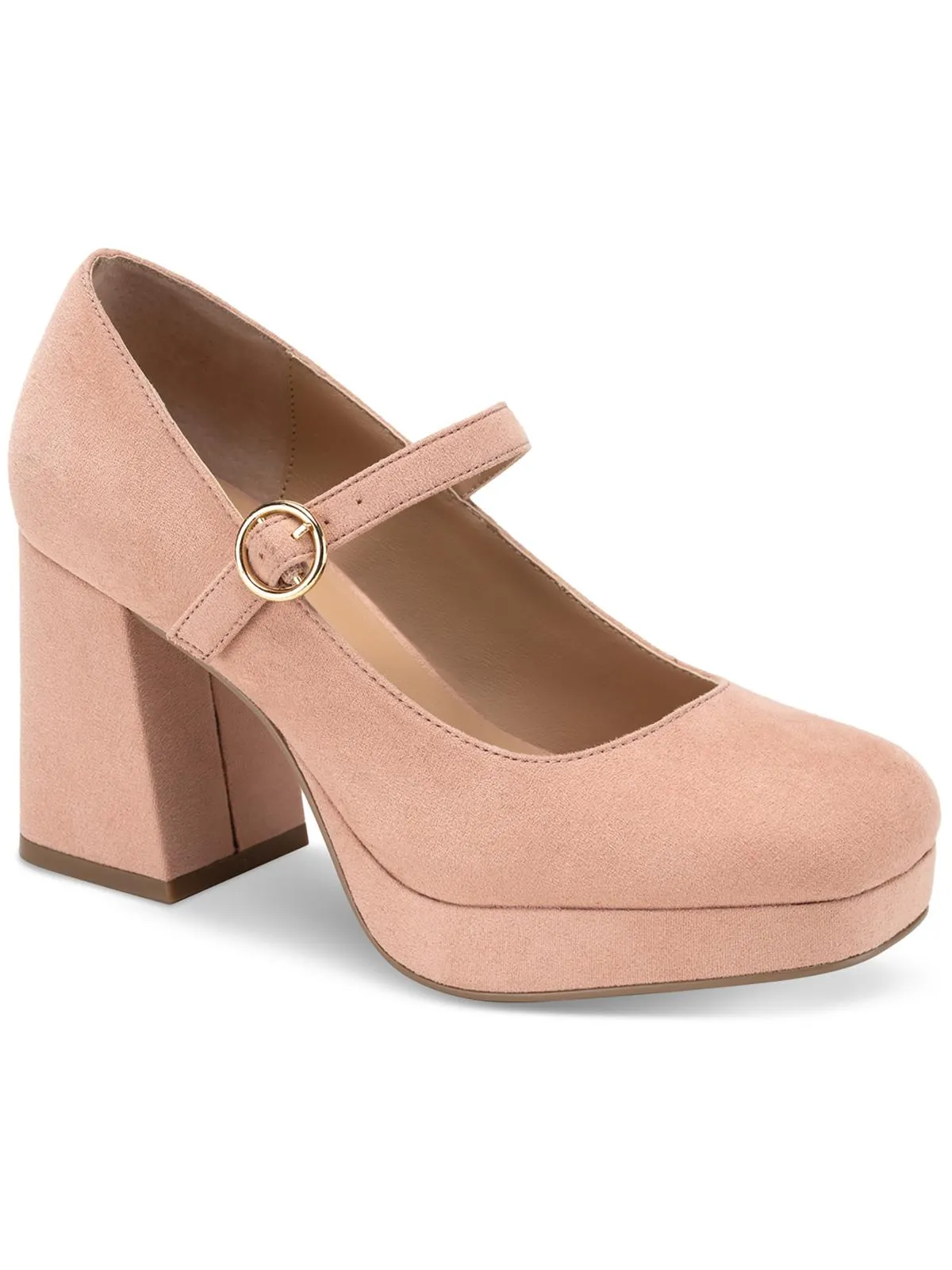 Vaneciaa Womens Round Toe Slip On Mary Jane Heels Breathable Upper Casual Office Heels