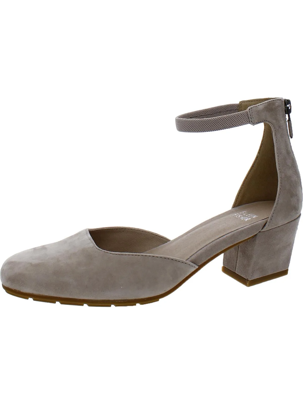 Evening Outfit Ankle Strap Veery Womens Suede Square Toe Block Heels