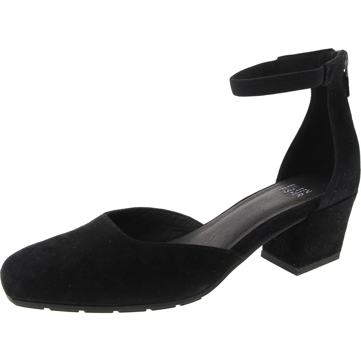 Glossy Finish Veery Womens Suede Square Toe Block Heels