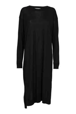 Vera Long Dress - Black Fold-Over-Detail Jewel Tones