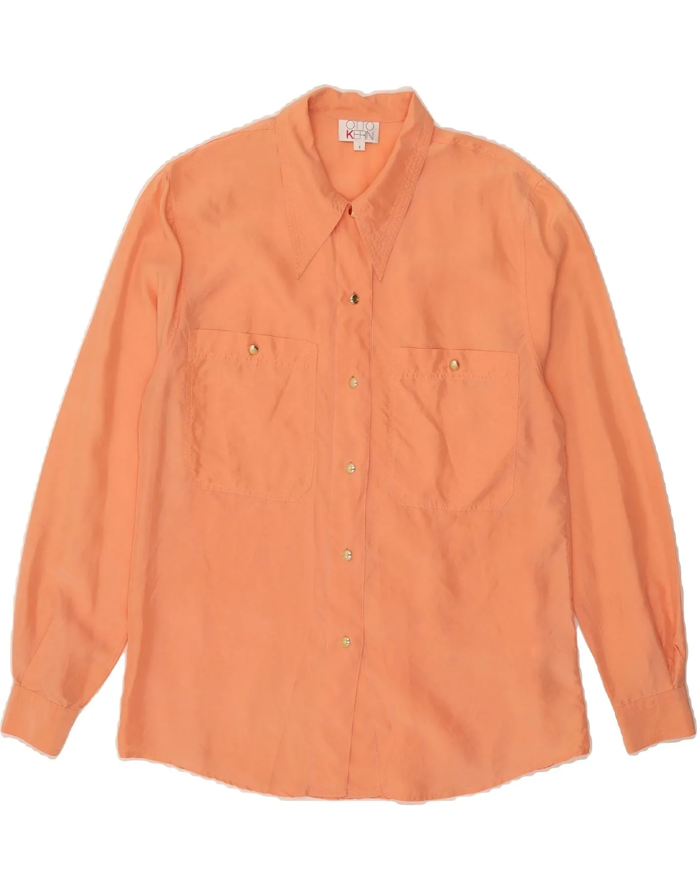 Bamboo Fiber Blend Chic Look OTTO KERN Womens Shirt UK 16 Large Orange Silk
