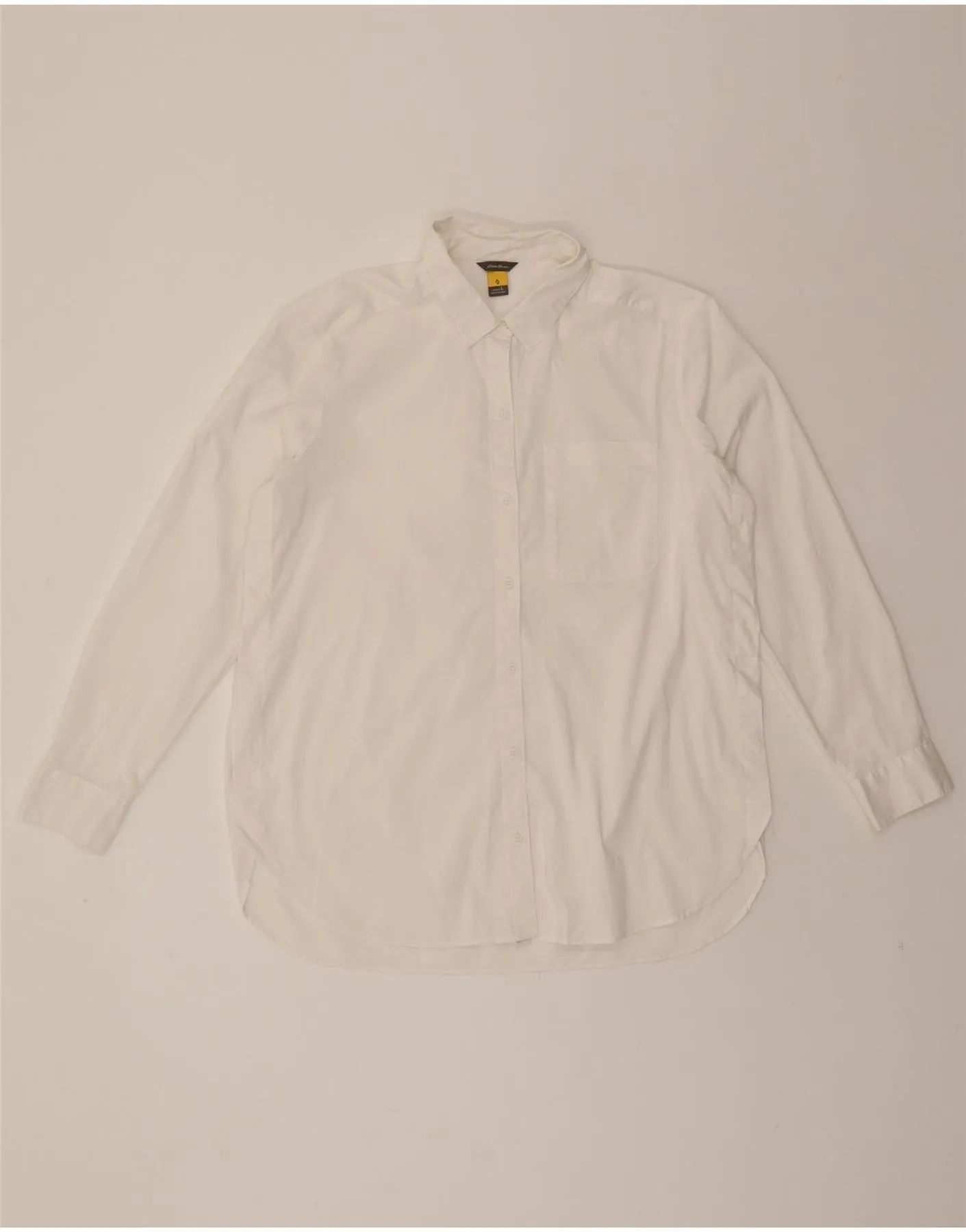 EDDIE BAUER Womens Shirt UK 16 Large White Cotton Dressy look Structured Collar