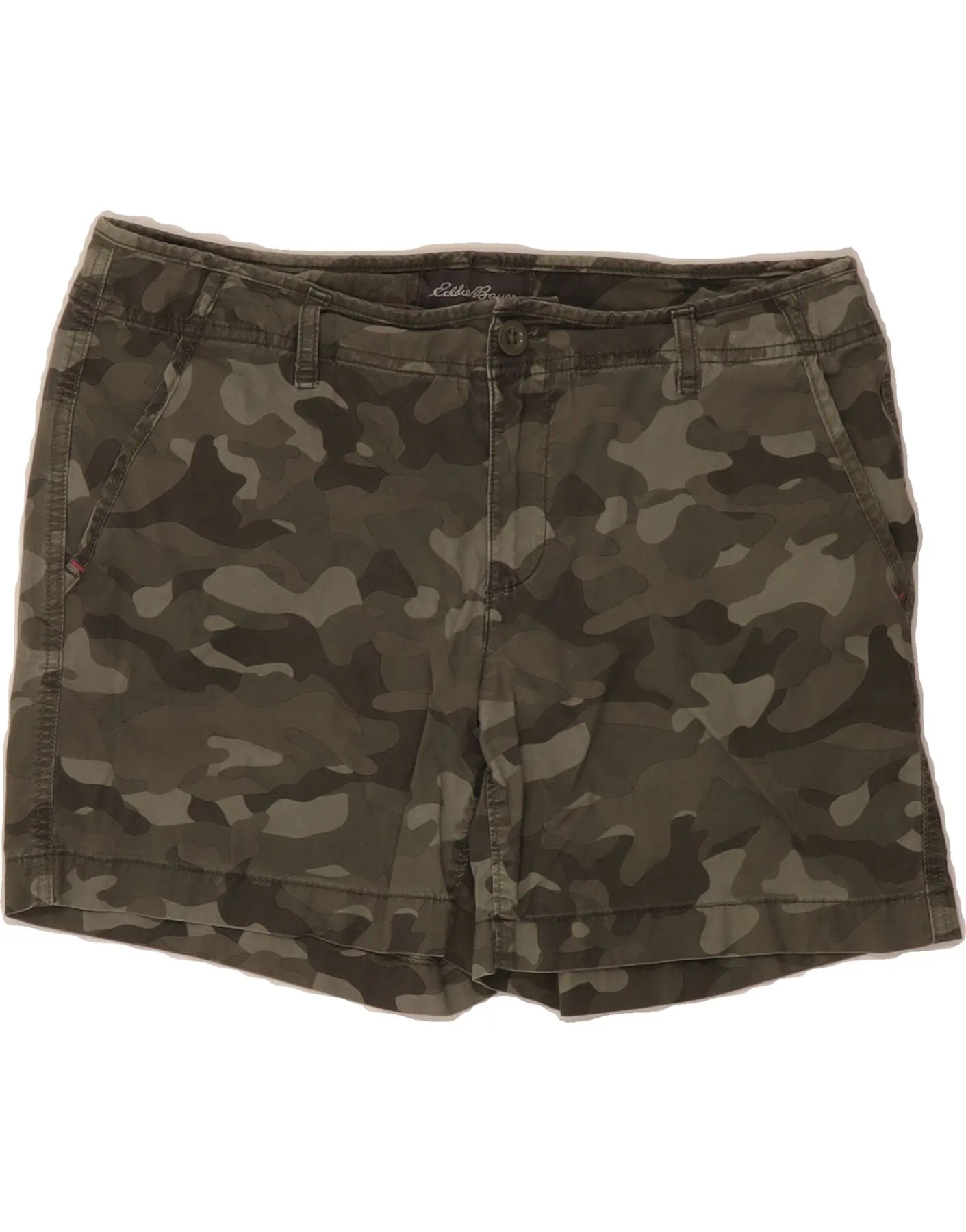 EDDIE BAUER Womens Chino Shorts US 10 Large W32  Khaki Camouflage Cotton tailored look First Date