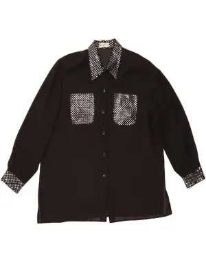 FABIANI Womens Shirt Blouse UK 18 XL Black Spotted Spring Trend Premium Quality