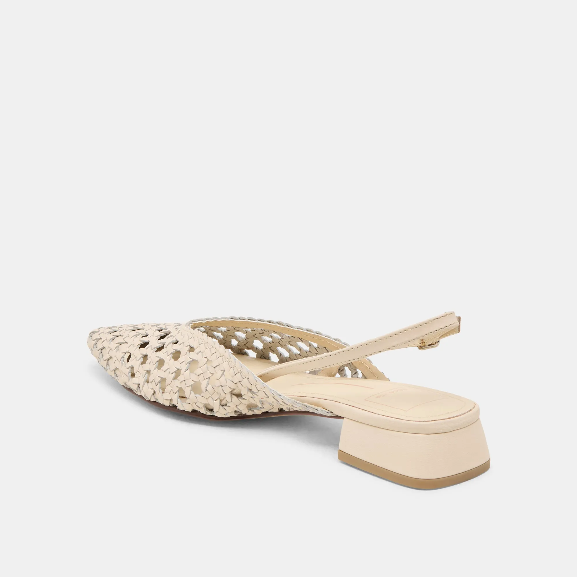 Stylish Look Holiday Go BIRDIE FLATS OFF WHITE WOVEN LEATHER