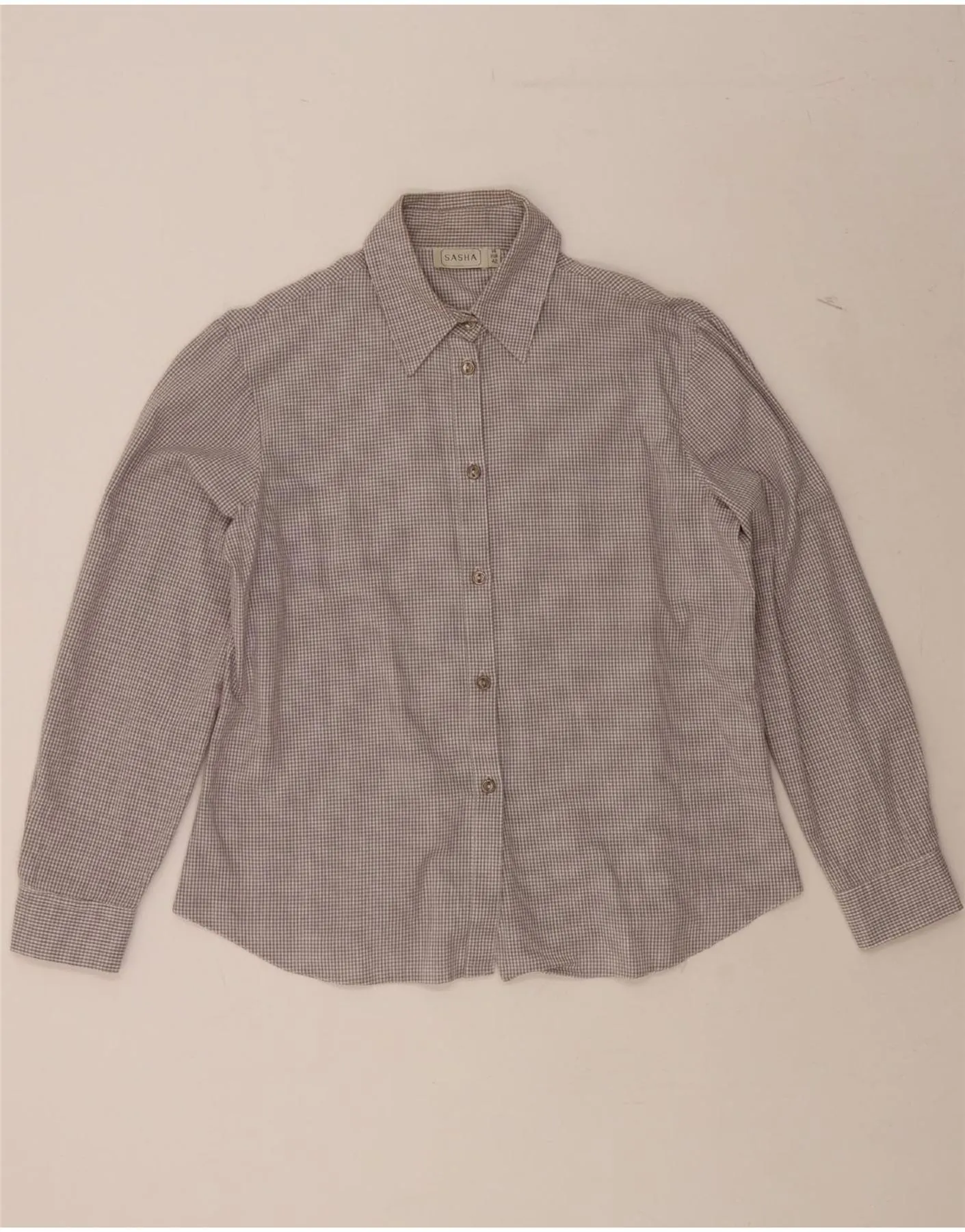 Mountain Escape Black Tie Optional SASHA Womens Shirt UK 14 Large Grey Gingham Cotton