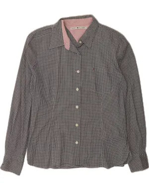 TOMMY HILFIGER Womens Shirt US 14 XL Black Gingham Cotton Plus Size Fit Contemporary Style