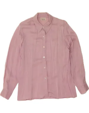 VINTAGE Womens Shirt UK 14 Large  Pink Silk Eco Friendly Material