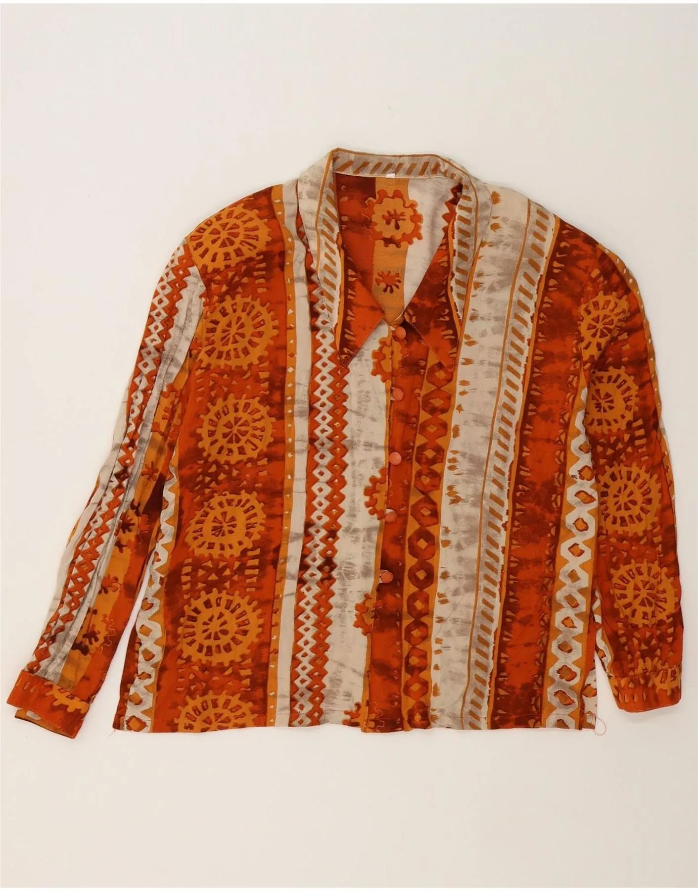 Coffee Run Earthy Palette VINTAGE Womens Shirt UK 18 XL Orange Striped