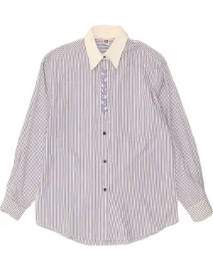 C&A Womens Shirt Size 40 Medium Blue Pinstripe Polyester Trendsetting