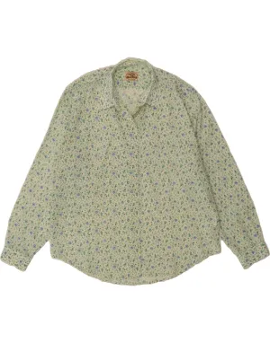 Bold colors Eco-Friendly Fabric VINTAGE Womens Shirt UK 16 Large Green Floral Polyester