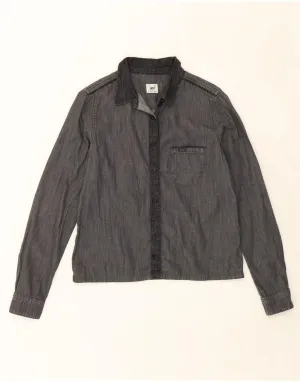 LEE Womens Shirt UK 10 Small Grey Cotton Contemporary Style Athleisure Wear