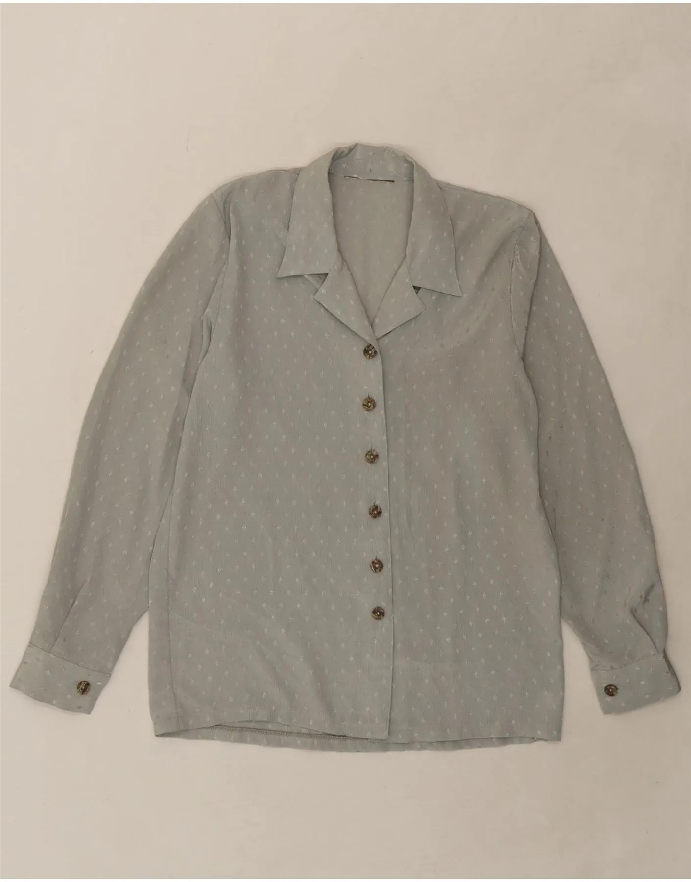 Business Meeting VINTAGE Womens Shirt Blouse UK 16 Large Grey Argyle/Diamond