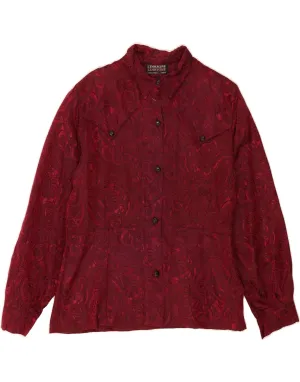 Urban Fashion VINTAGE Womens Shirt Blouse UK 12 Medium Burgundy Paisley Viscose