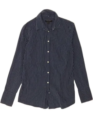 BANANA REPUBLIC Womens Shirt US 8 Medium Navy Blue Pinstripe Cotton Durable Material
