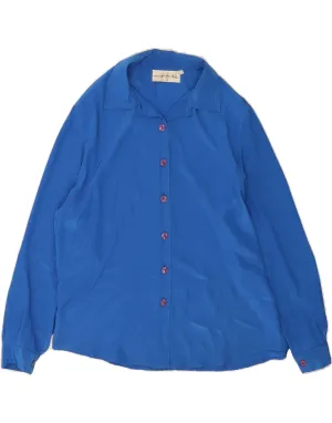 Customizable Design Trendy Fashion VINTAGE Womens Shirt Blouse IT 47 XL Blue