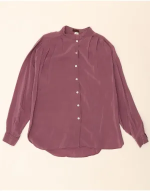 VINTAGE Womens Shirt Blouse IT 42 Medium Purple Silk Asymmetrical Cut