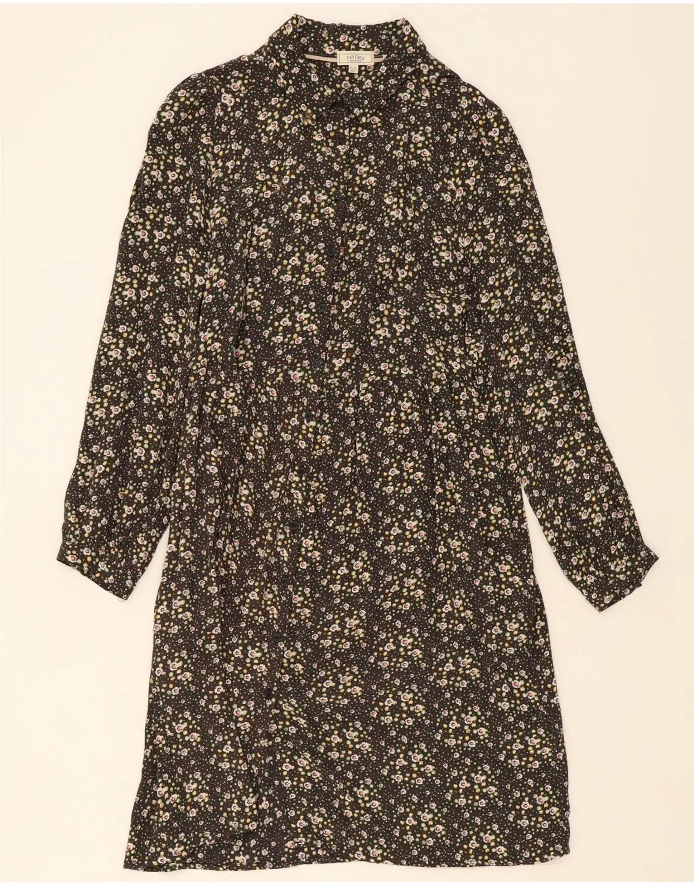 Striped style FAT FACE Womens Shirt Dress UK 10 Small Black Floral Viscose