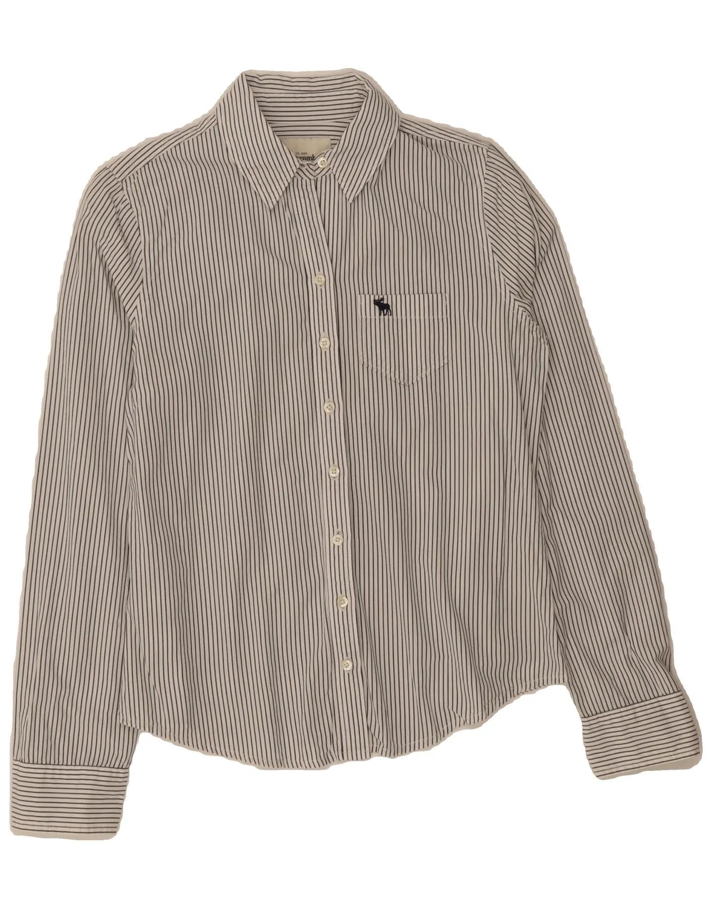 Wedding guest Quick Dry Construction ABERCROMBIE & FITCH Womens Shirt UK 10 Small White Pinstripe Cotton
