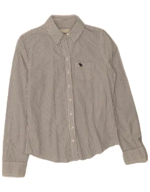 Wedding guest Quick Dry Construction ABERCROMBIE & FITCH Womens Shirt UK 10 Small White Pinstripe Cotton