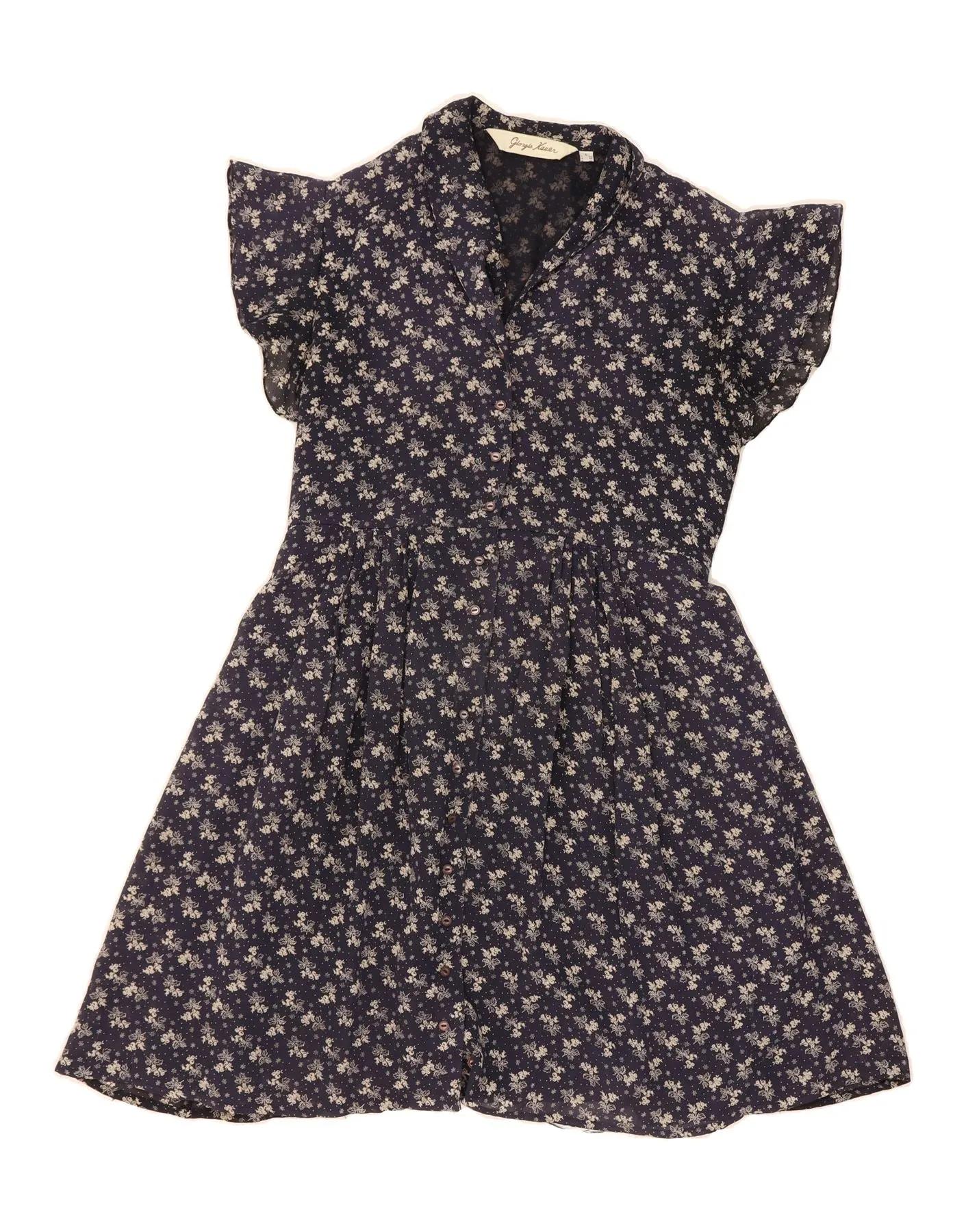 Layered Design GIORGIO KAUTEN Womens Shirt Dress UK 16 Large Navy Blue Floral