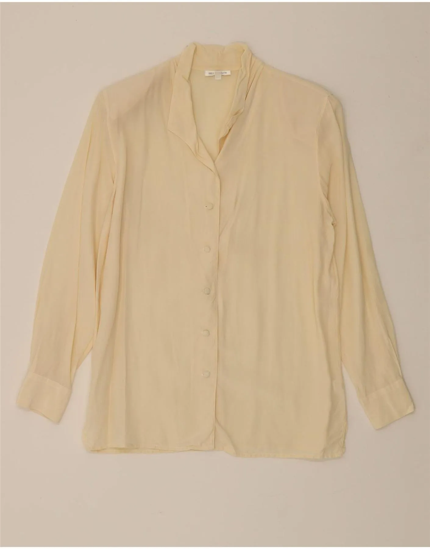 VINTAGE Womens Shirt Blouse IT 44 Medium Beige Silk Mountain Escape