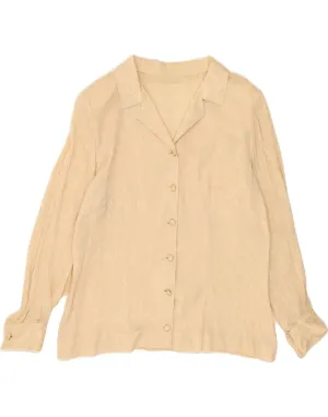 VINTAGE Womens Shirt Blouse UK 14 Large Beige Paisley Minimalist Aesthetic