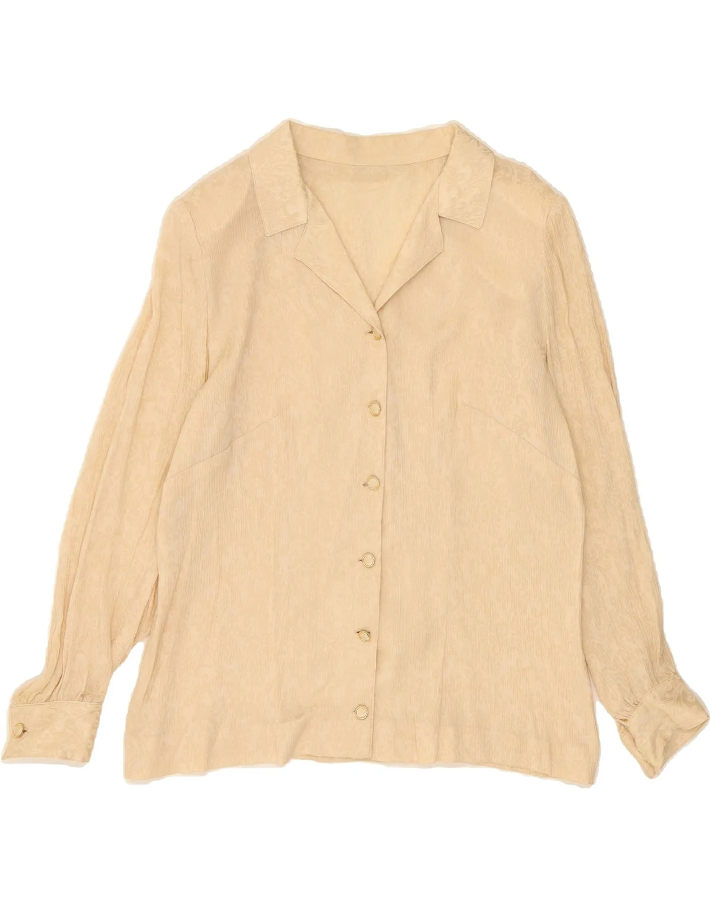 VINTAGE Womens Shirt Blouse UK 14 Large Beige Paisley Minimalist Aesthetic