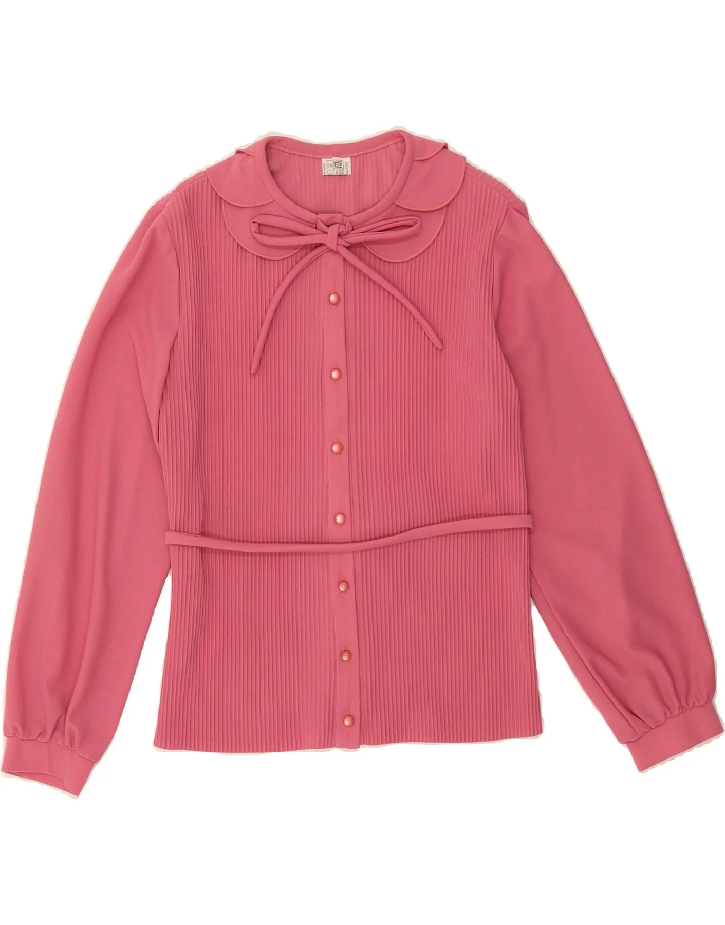 VINTAGE Womens Shirt Blouse UK 16 Large  Pink Polyester Solid Hue Sophisticated Elegance