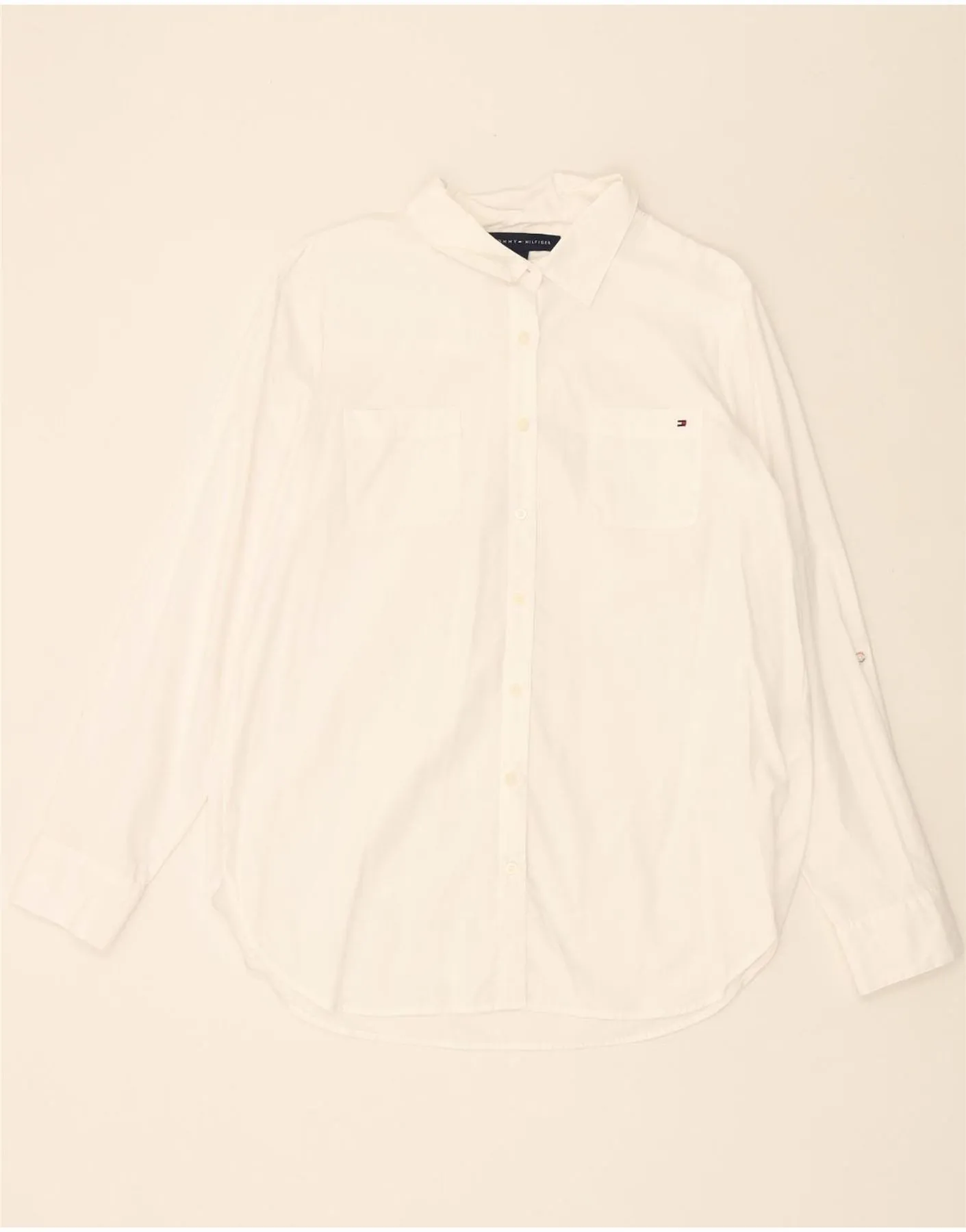 Eco-Friendly Choice Fashion Forward TOMMY HILFIGER Womens Shirt UK 14 Medium White Cotton