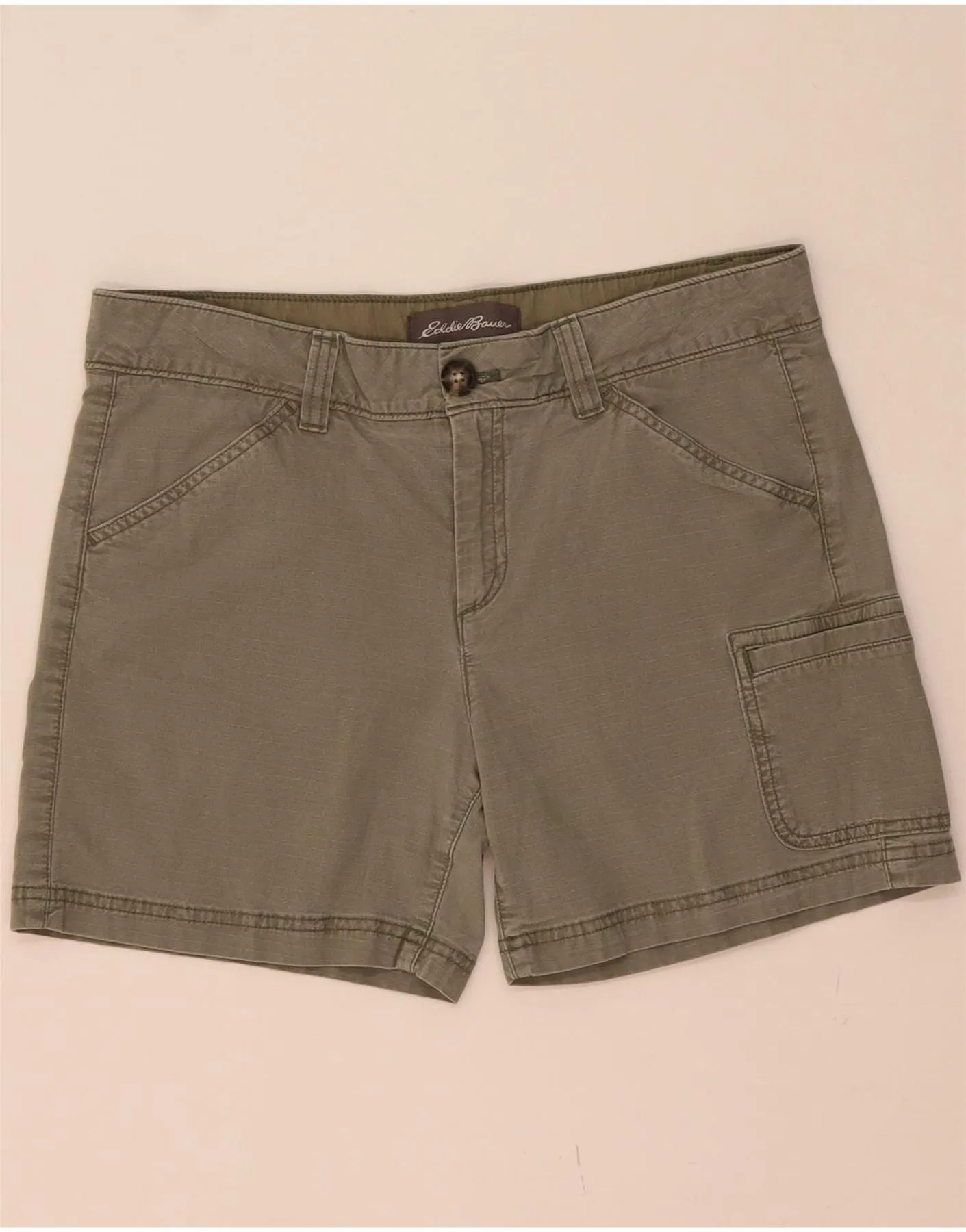 EDDIE BAUER Womens Cargo Shorts US 8 Medium W30  Green Cotton High-Quality Material