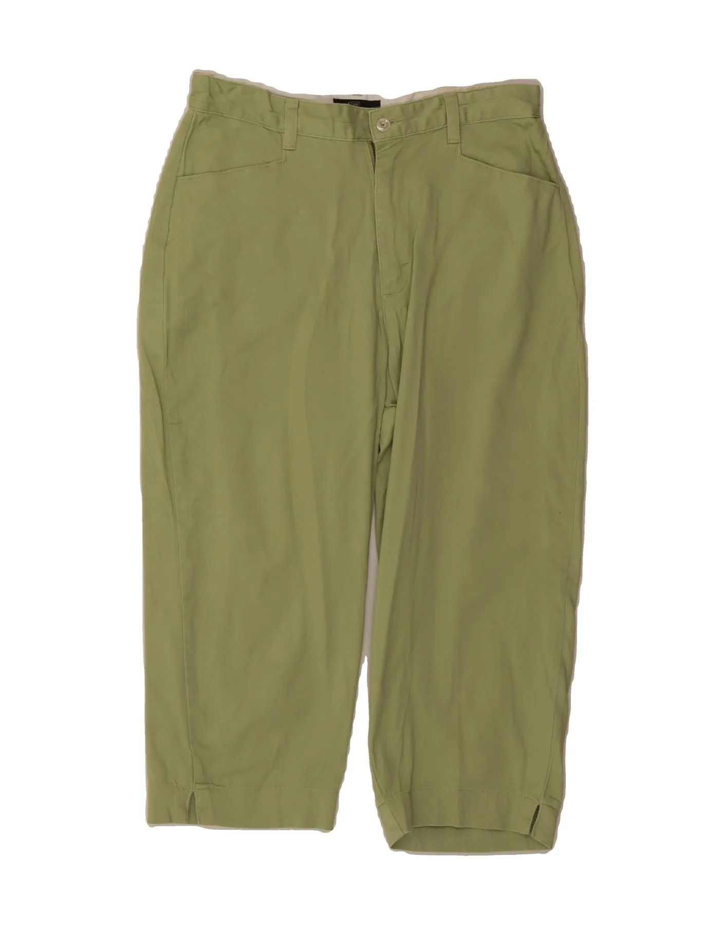 Cooling Mesh Lining LEE Womens Khakis High Waist Bermuda Shorts US 12 Large W30  Green Cotton