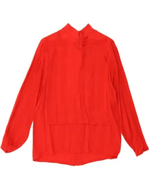 VINTAGE Womens Shirt Blouse IT 44 Medium Red Striped Pre Shrunk Cotton Blend