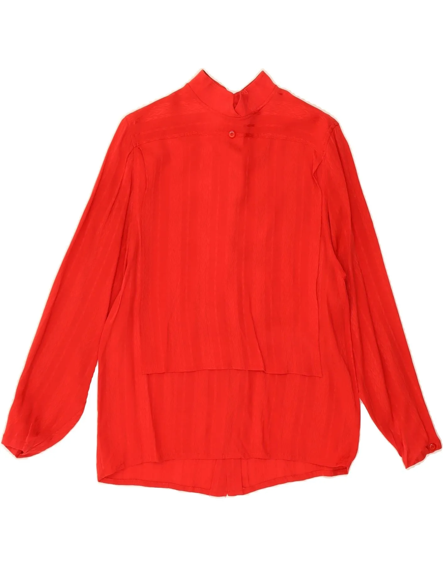 VINTAGE Womens Shirt Blouse IT 44 Medium Red Striped Pre Shrunk Cotton Blend