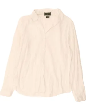 Tagless label Gender Neutral EDDIE BAUER Womens Shirt UK 16 Large White Pinstripe Cotton