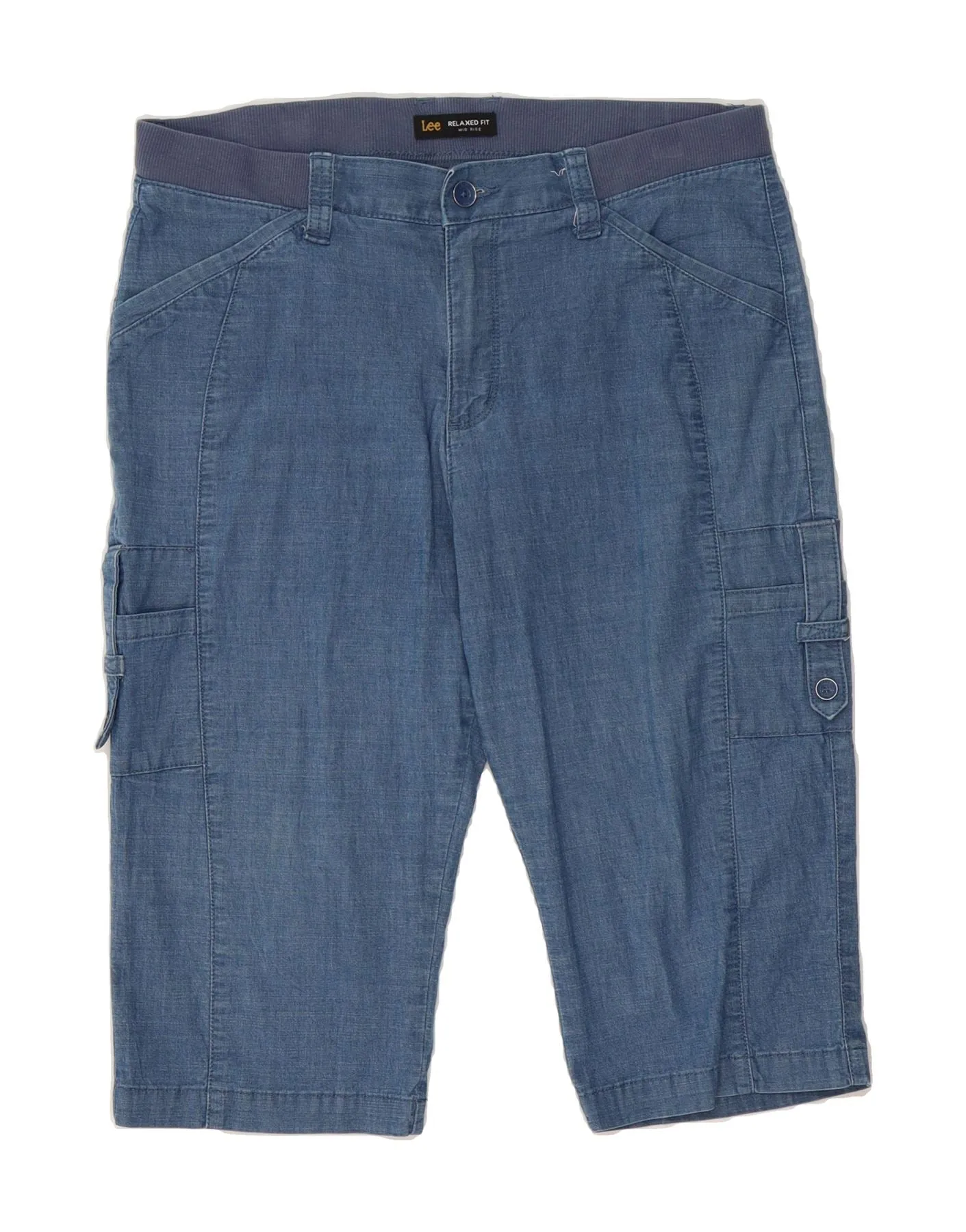 LEE Womens Mid Rise Relaxed Fit Cargo Bermuda Shorts US 12 Large W36  Blue Cool Comfort Comfortable Fabric