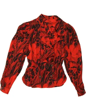 Odor Control Fabric Easy Styling VINTAGE Womens Shirt Blouse UK 14 Medium Red Floral