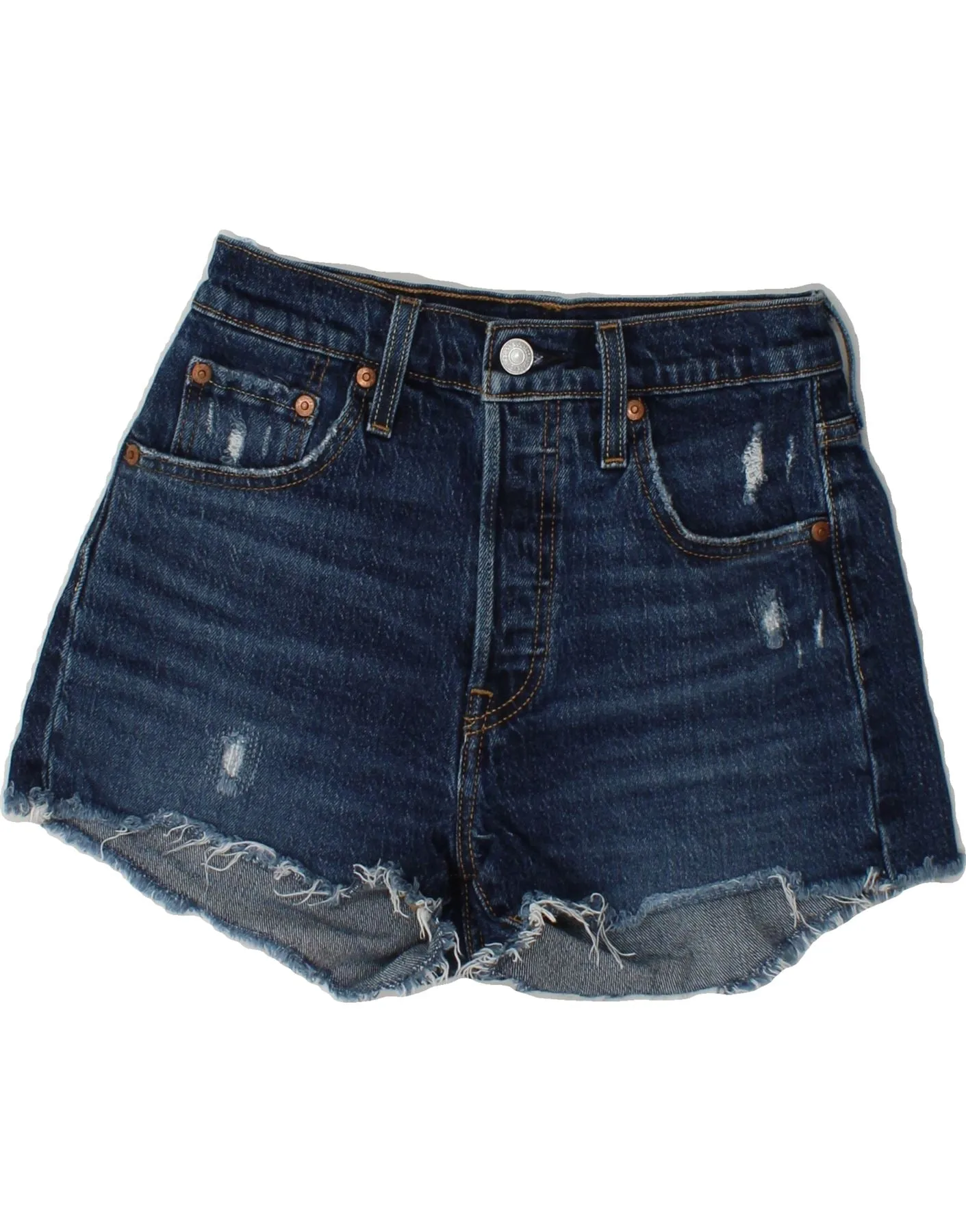 Runway Inspired Multi Pocket Utility LEVI'S Womens 501 Denim Hot Pants W25 XS Blue Cotton