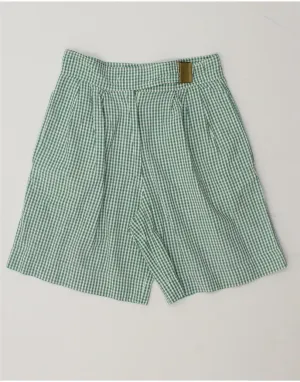 Flexible Knit Trendy Pattern BELFE & BELFE Womens Pegged Casual Shorts UK 14 Medium W28 Green Gingham