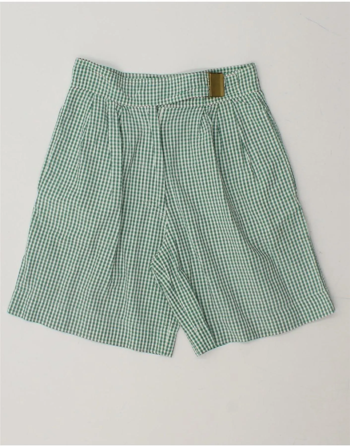 Flexible Knit Trendy Pattern BELFE & BELFE Womens Pegged Casual Shorts UK 14 Medium W28 Green Gingham