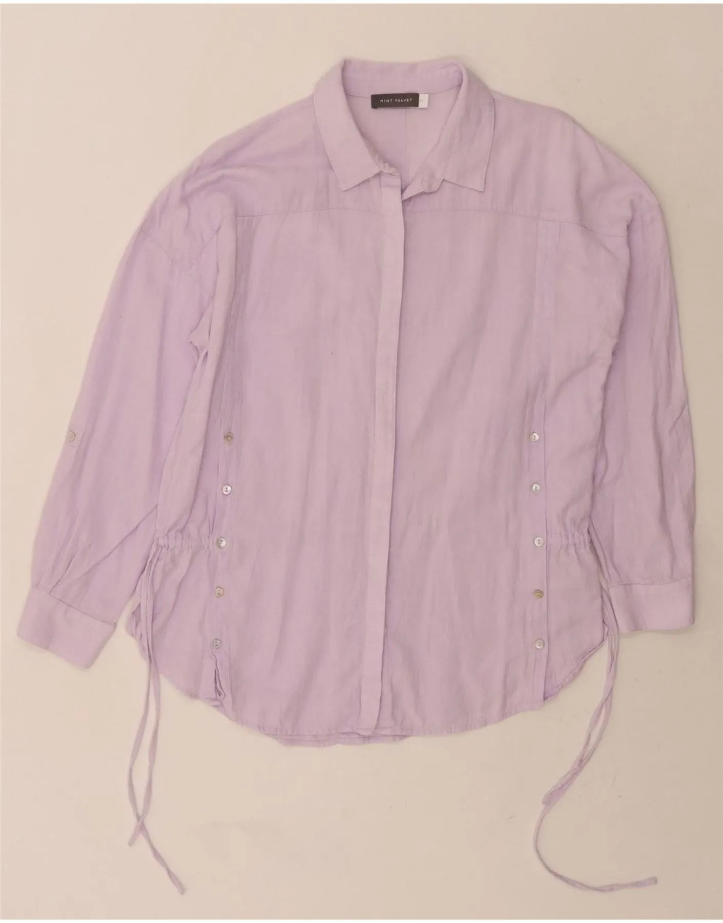 Two Tone Stitching Waffle Weave MINT VELVET Womens Shirt Blouse UK 14 Large Purple