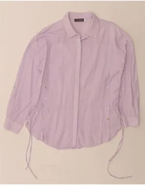 Two Tone Stitching Waffle Weave MINT VELVET Womens Shirt Blouse UK 14 Large Purple