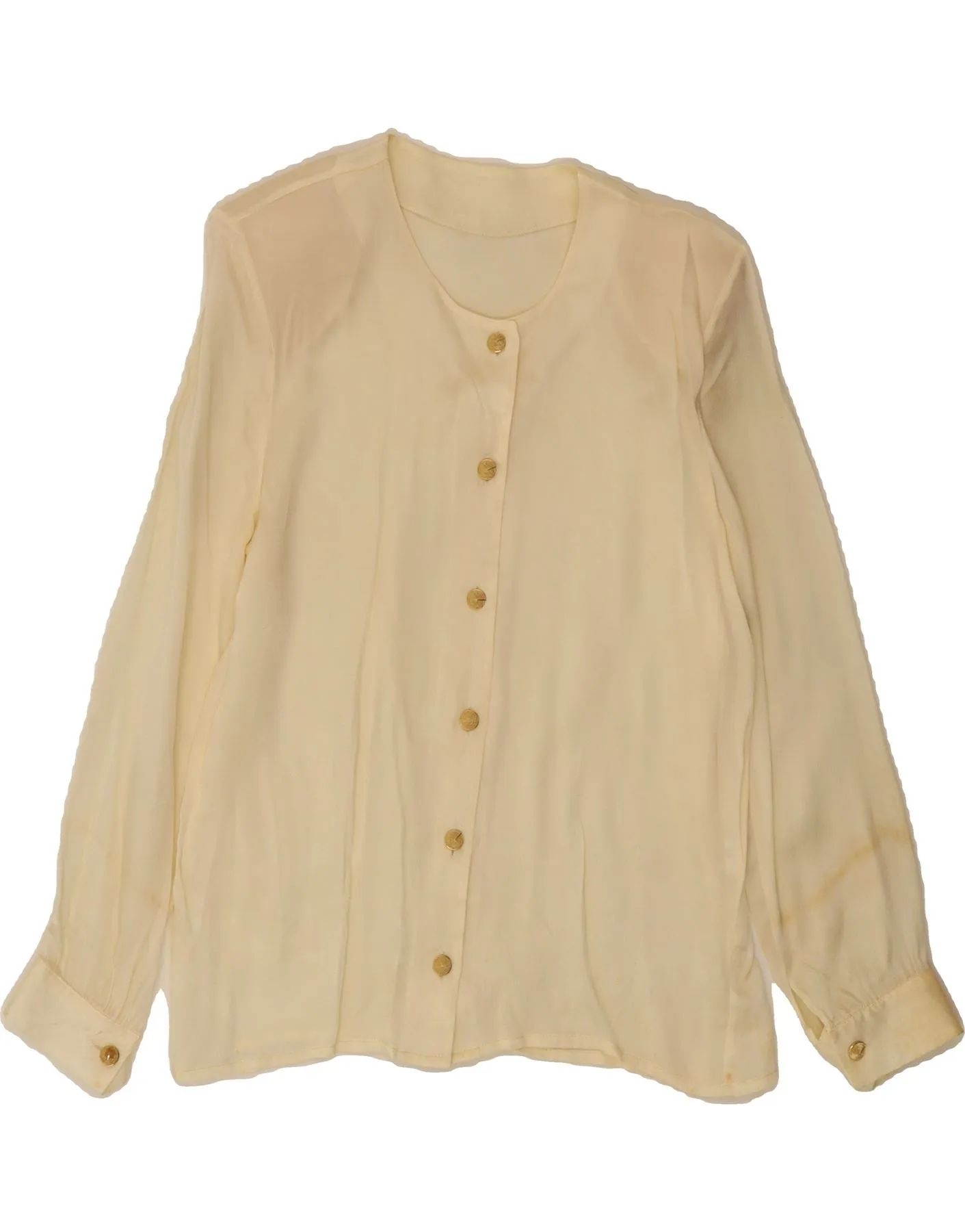 VINTAGE Womens Shirt Blouse IT 44 Medium Off White Stylish Detail Breathable back panel