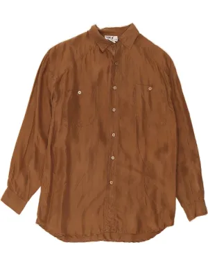 Travel Essential VINTAGE Womens Shirt UK 18 XL Brown Silk