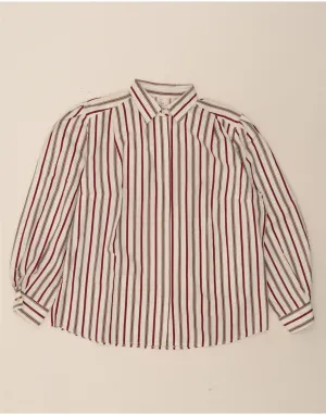 Wrinkle-Free Ultra Soft Interior VINTAGE Womens Shirt EU 44/46 XL White Striped Cotton