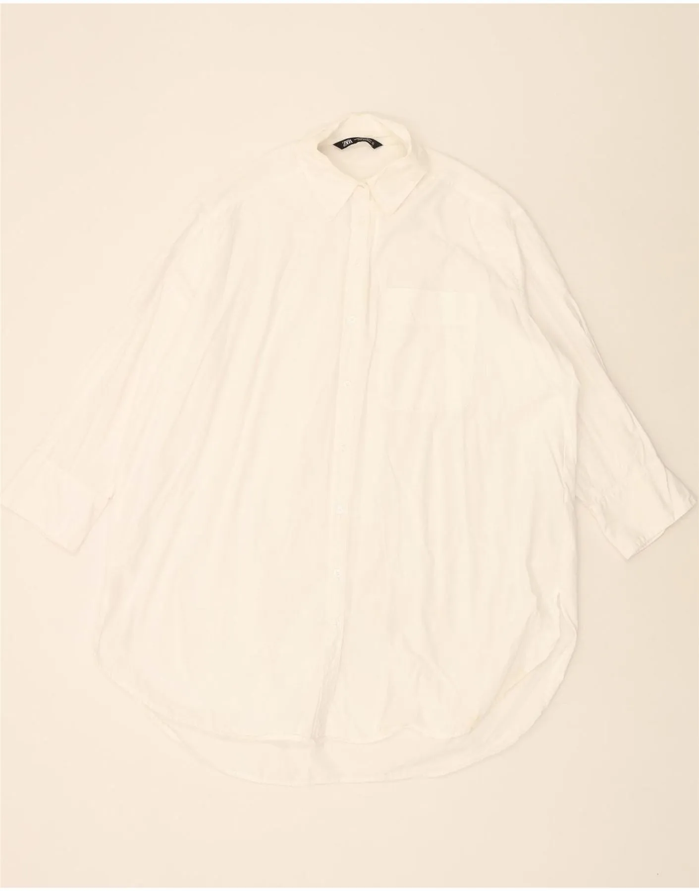 ZARA Womens Shirt Dress UK 22 3XL White Cotton High Density Weave