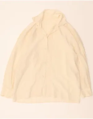 Reinforced Elasticity VINTAGE Womens Shirt Blouse UK 16 Large Off White Silk